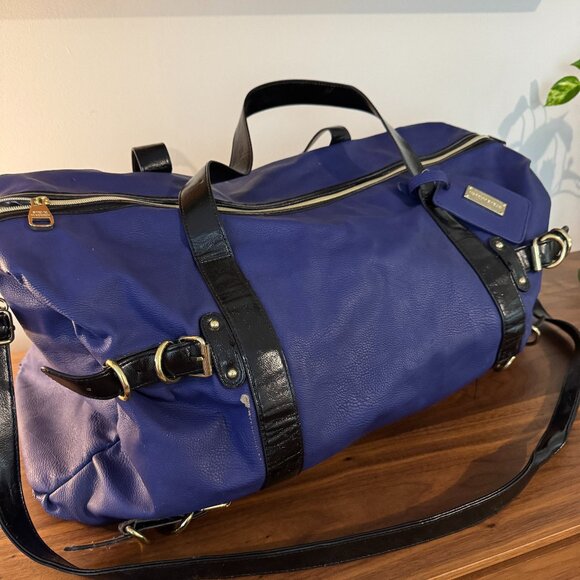 Steve Madden Duffle Bag Travel Overnight Weekender Tote Sports Bl/Bl/Gold with S - Picture 1 of 12